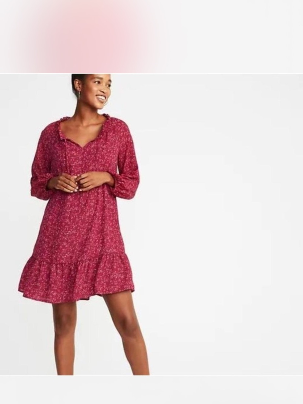 Old Navy Red Floral Long Sleeve Dress